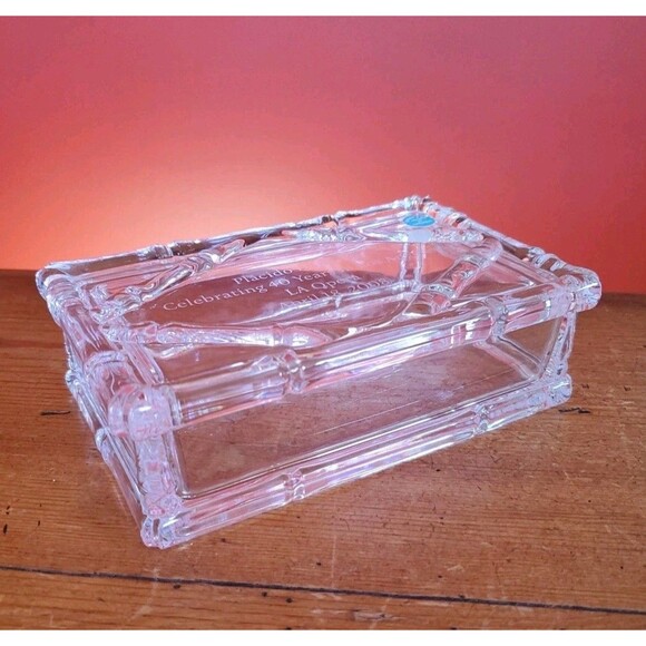 Tiffany & Co Crystal Placido Domingo 40 Year Commemorative Bamboo Trinket Box - Picture 2 of 8